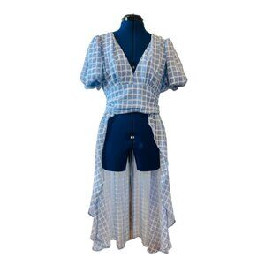 Privy Blue White Gingham Hi Low Dress Overlay